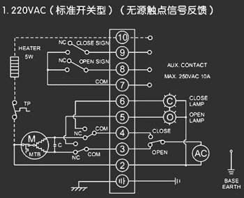 220VAC標(biāo)準(zhǔn)開關(guān)型<a href='http://www.iibll.cn/Product/diefa/diandongdiefa/' target='_blank'>電動<a href='http://www.iibll.cn/Product/diefa/' target='_blank'>蝶閥</a></a>接線圖