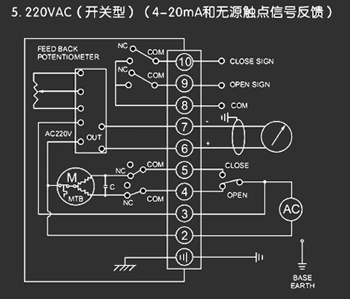 220VAC開關(guān)型<a href='http://www.iibll.cn/Product/diefa/diandongdiefa/' target='_blank'>電動<a href='http://www.iibll.cn/Product/diefa/' target='_blank'>蝶閥</a></a>接線圖