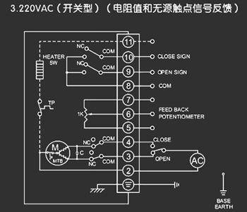 220VAC開關(guān)型<a href='http://www.iibll.cn/Product/diefa/diandongdiefa/' target='_blank'>電動<a href='http://www.iibll.cn/Product/diefa/' target='_blank'>蝶閥</a></a>接線圖