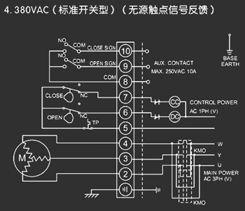 380VAC標(biāo)準(zhǔn)開關(guān)型<a href='http://www.iibll.cn/Product/diefa/diandongdiefa/' target='_blank'>電動<a href='http://www.iibll.cn/Product/diefa/' target='_blank'>蝶閥</a></a>接線圖